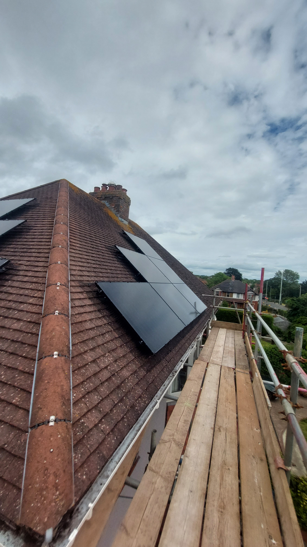 All-black rooftop solar panels installed on a tiled home in Devon by Engage Solar