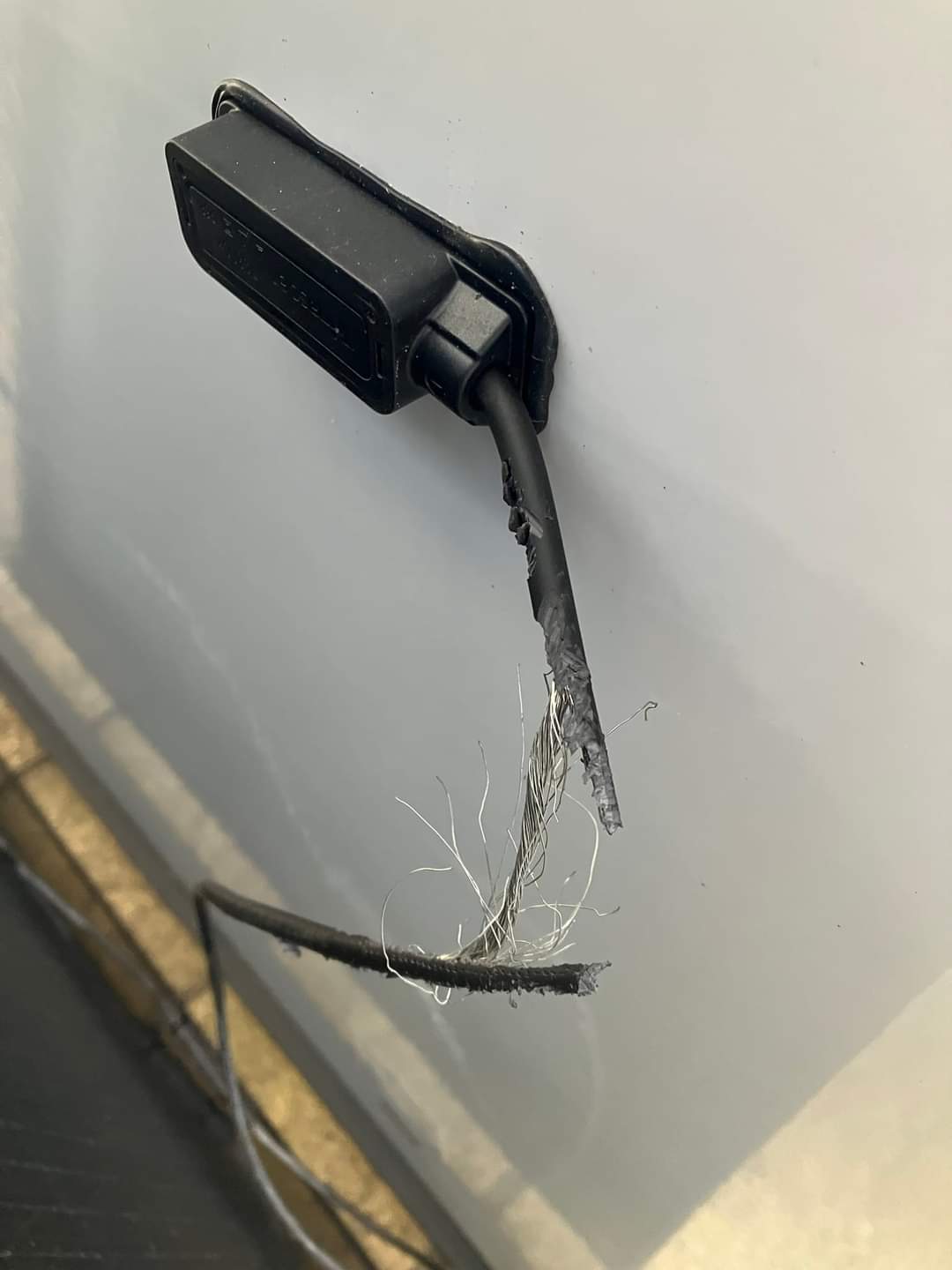 Damaged solar cable identified during fault finding and rectification work in Devon