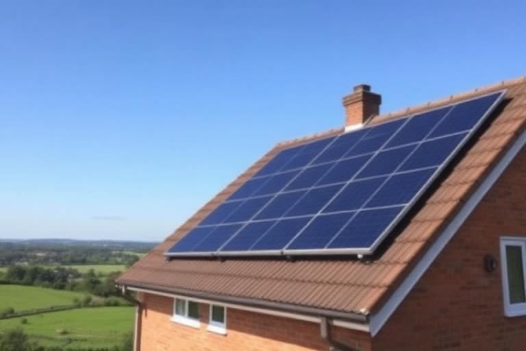 Domestic solar panel installation on residential roof in Exeter, Devon